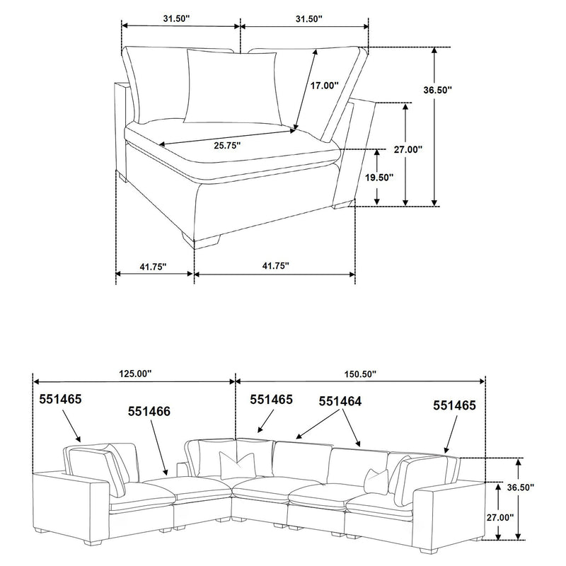 Lakeview  Upholstered Modular Sectional Chocolate