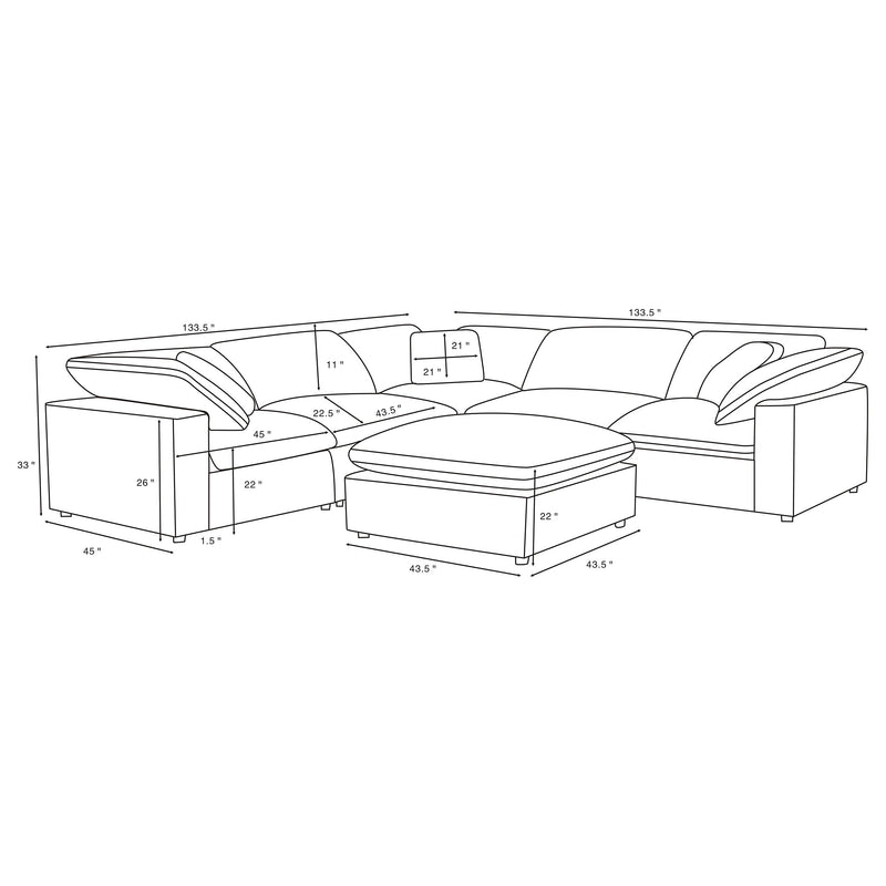 Raleigh  Boucle Upholstered Modular Sectional Grey