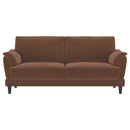 Selma Velvet Upholstered Crescent Arm Sofa Rust