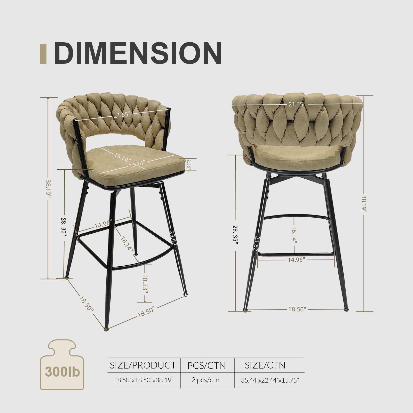 Bar Stool 360 Swivel With Back Footrest