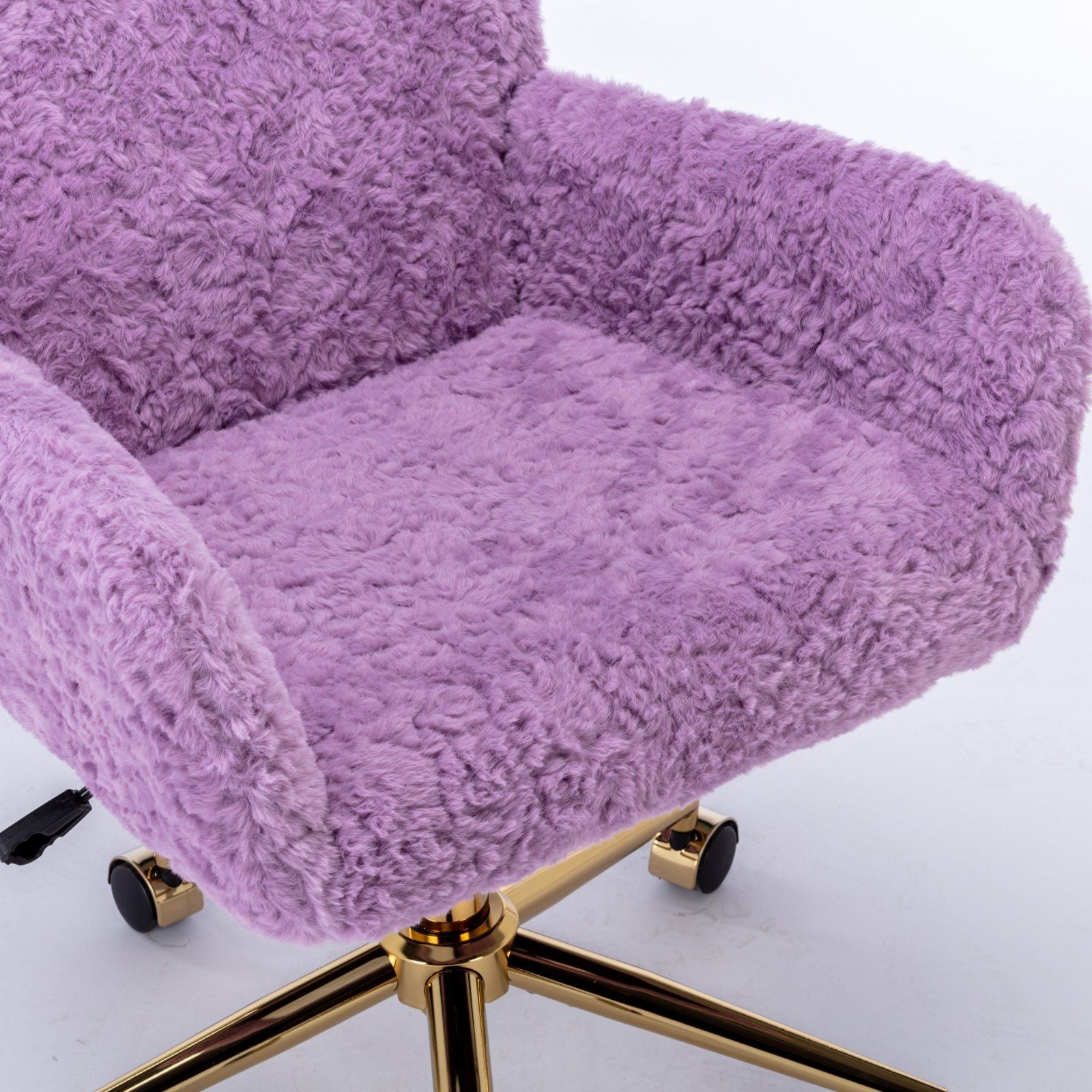 Office Chair, Artificial Rabbit Hair Home Office Chair With Metal Base, Adjustable Desk Chair Swivel Office Chair, Vanity Chair