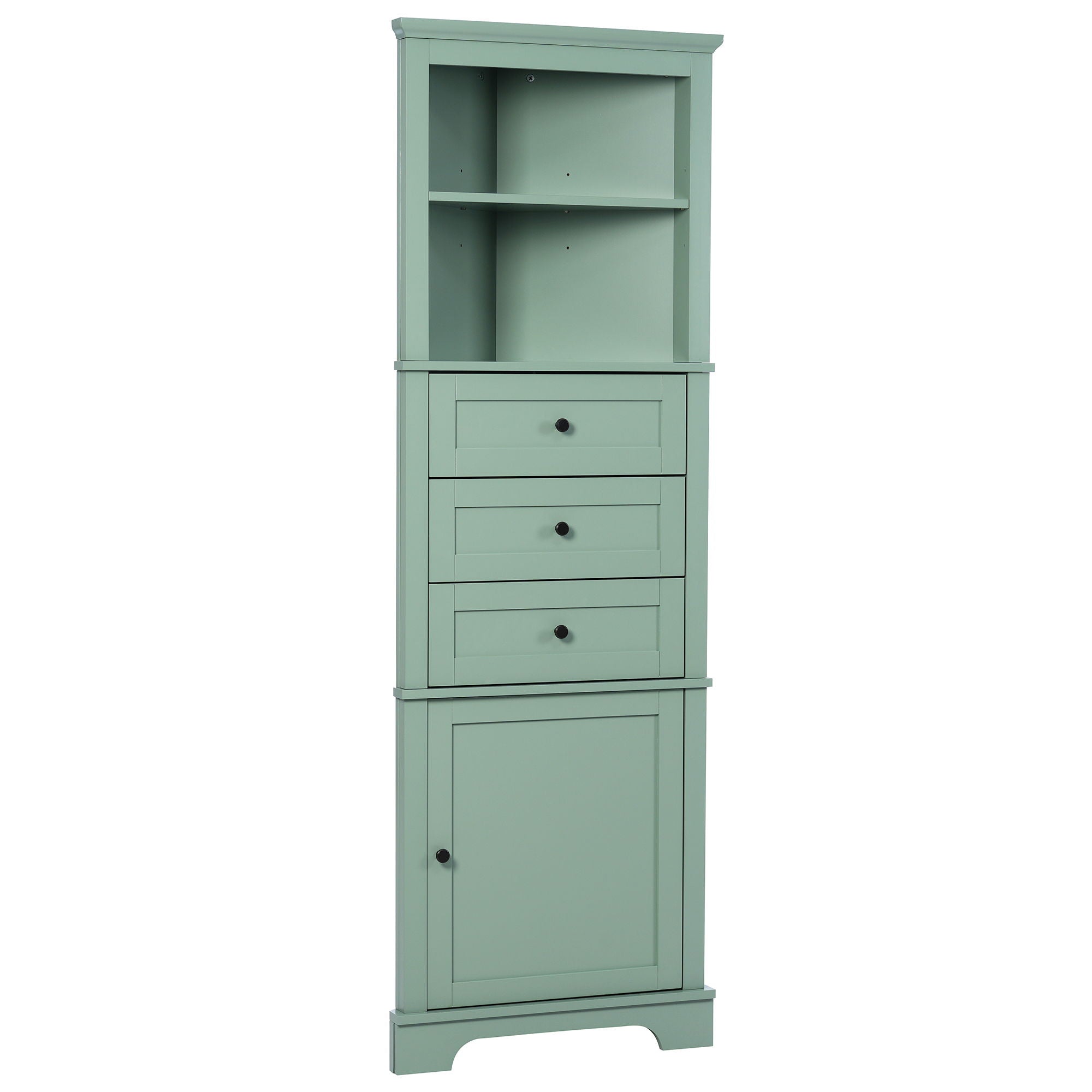 Tall Storage Cabinet With 3 Drawers And Adjustable Shelves For Bathroom