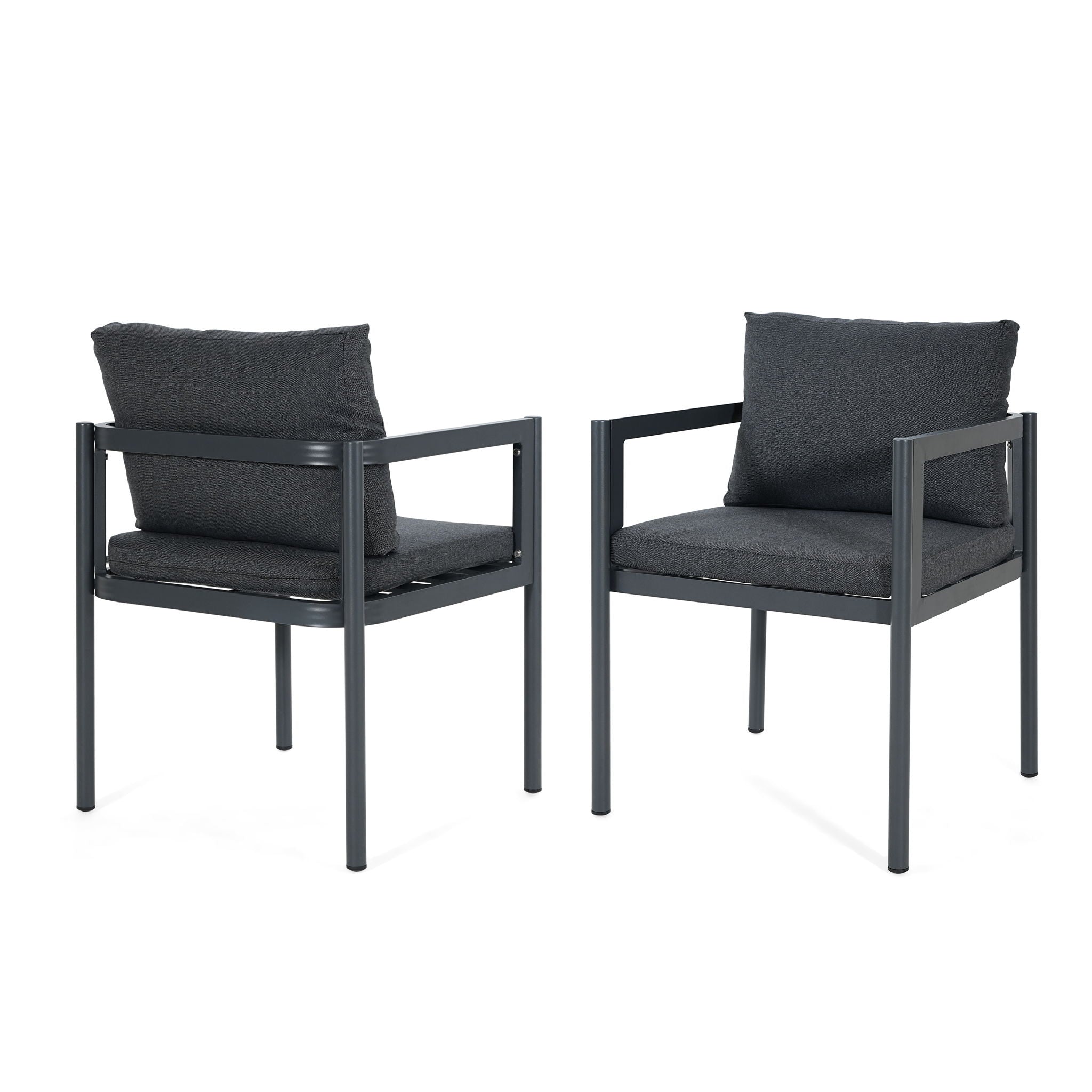 7 Piece Outdoor Patio Dining Set With Table & Chairs With Cushions - Brown / Gray