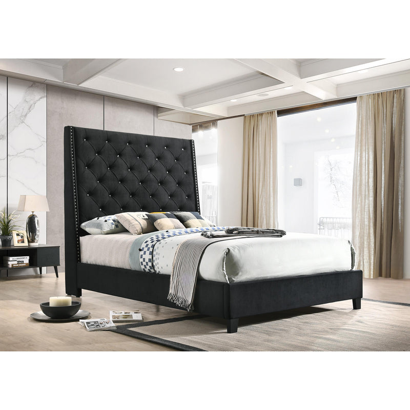 Crown Mark Chantilly Queen Upholstered Platform Bed 5265BK-Q-HB/5265BK-Q-FRW IMAGE 1