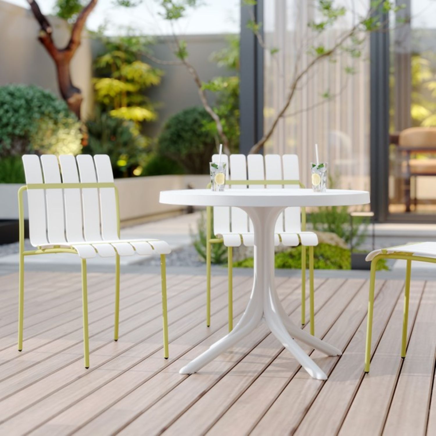4 Piece Set Of Modern Color Block Designed Single Chairs