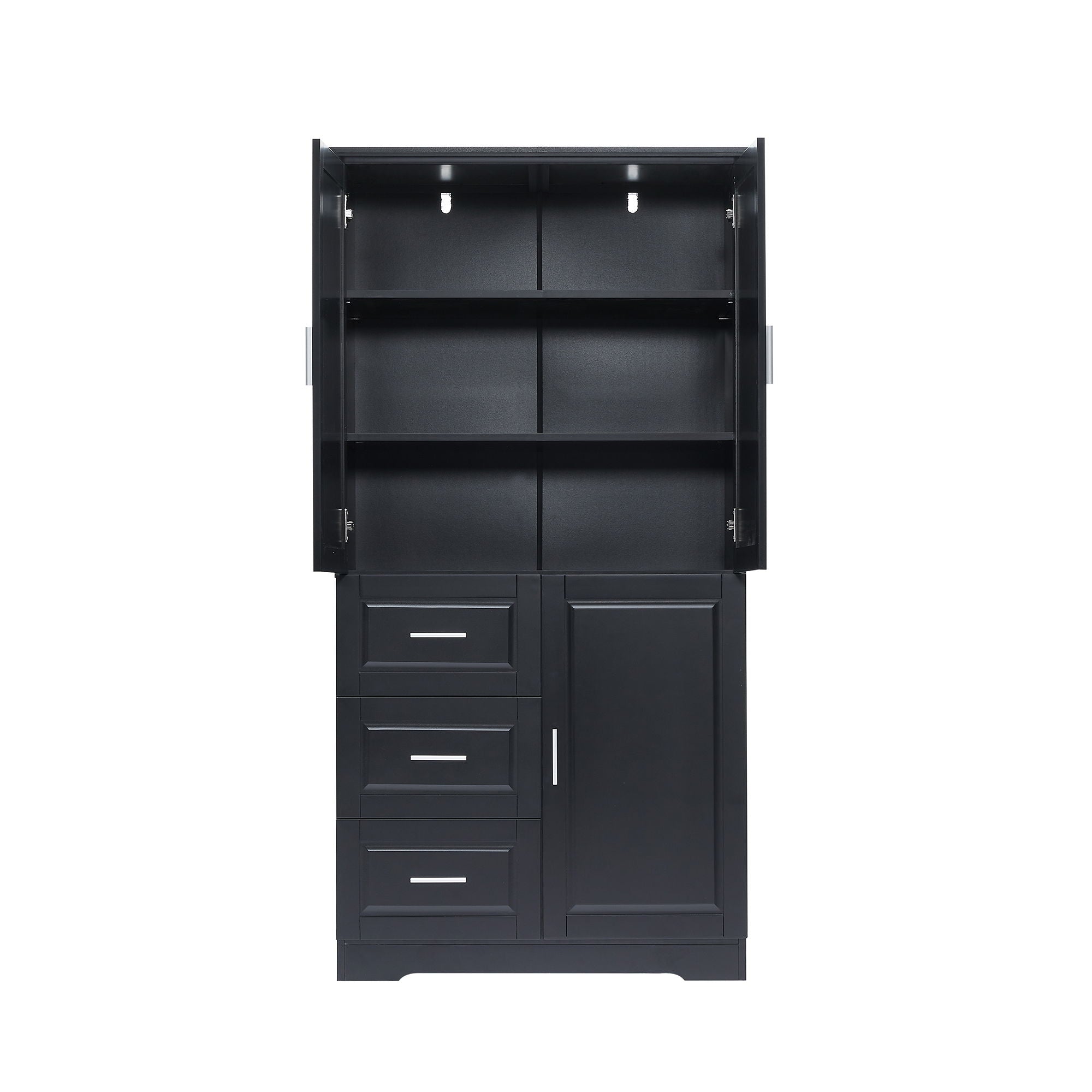 Tall Wide Storage Cabinet With Doors, 3 Drawers