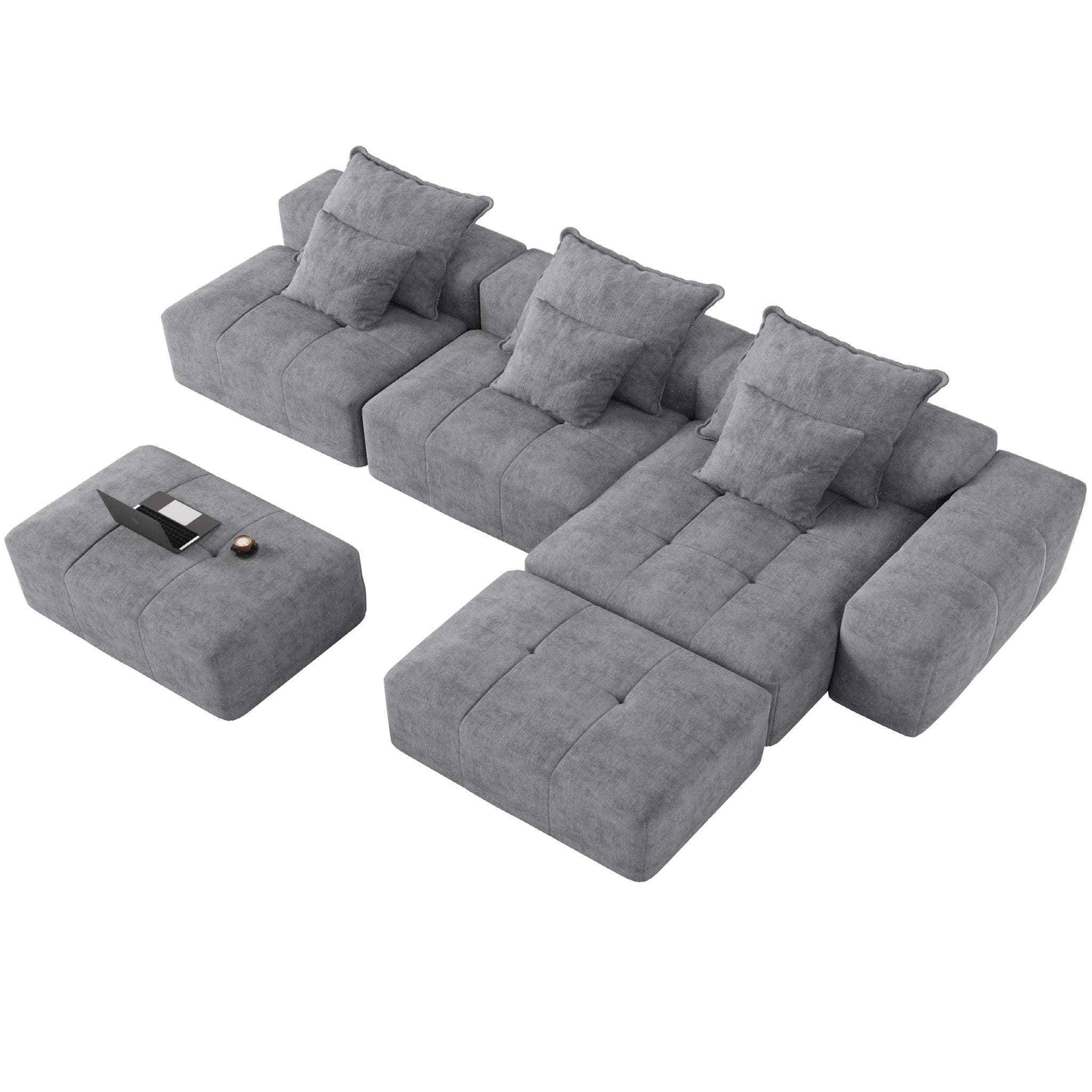 Modern Oversized, Modular Sectional Sofa With Pillows