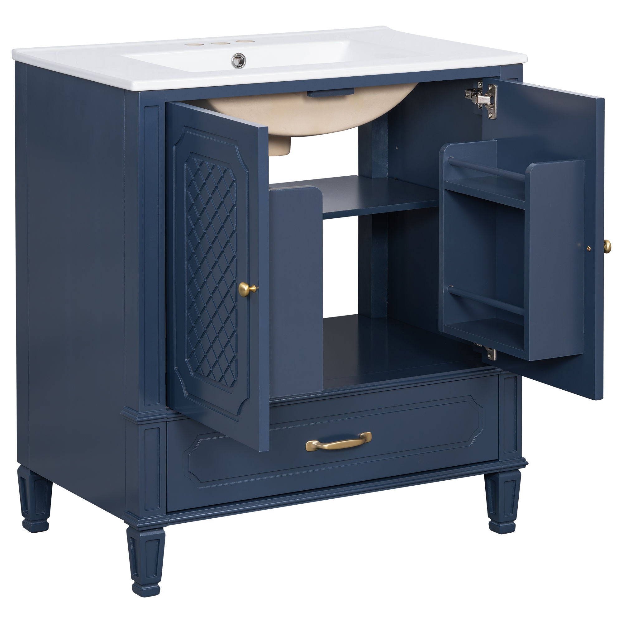 Bathroom Vanity With Sink, Soft Closing Door, Multi Functional Storage
