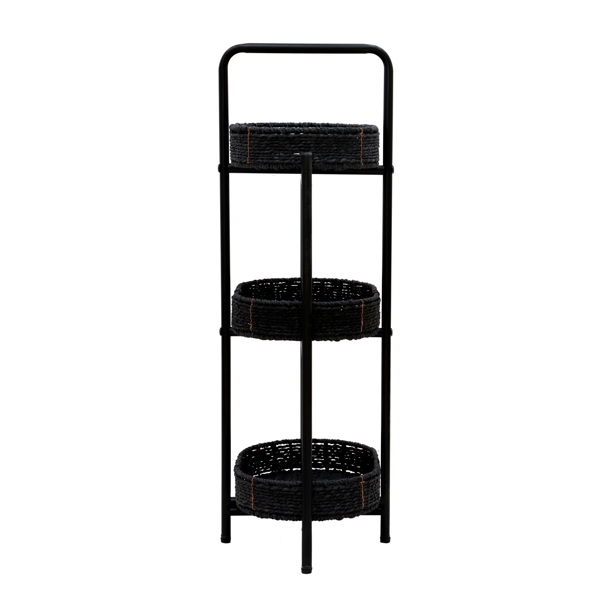Modern 3 Tier Handwoven Side Table With Oval Organizer