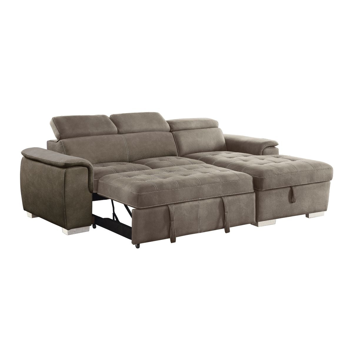 Ferriday - 2 Piece Sectional With Adjustable Headrests, Pull-Out Bed And Right Chaise With Hidden Storage