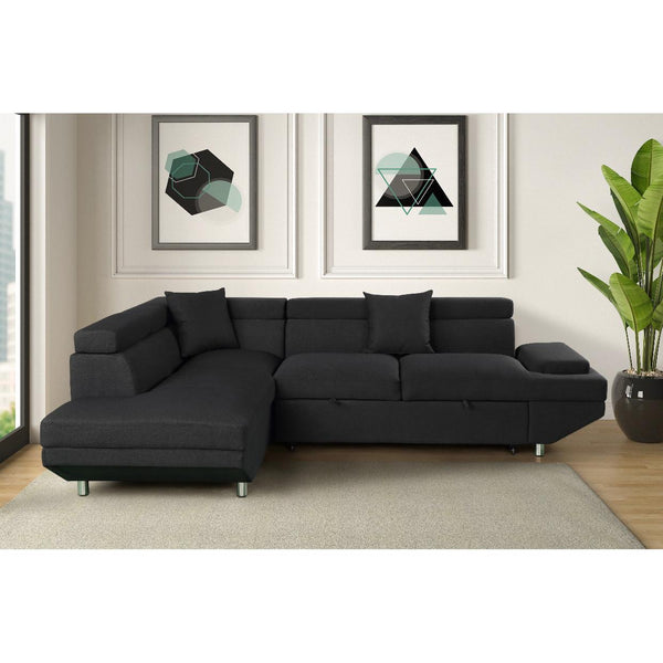 Happy Homes Miami Fabric 2 pc Sectional Miami - Black IMAGE 1