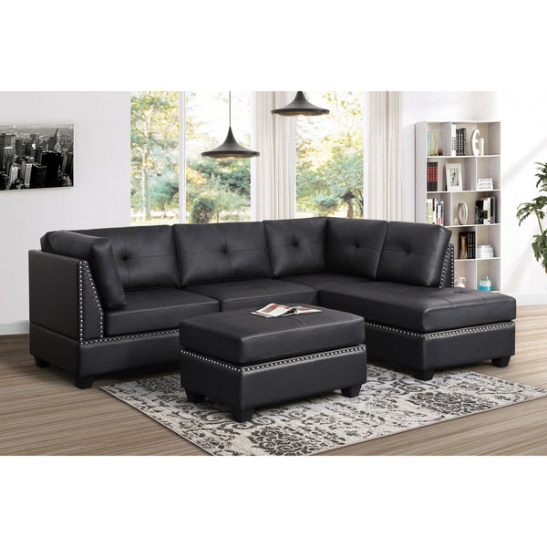 Happy Homes Sienna Fabric 2 pc Sectional Sienna - BLK IMAGE 1