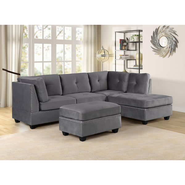 Happy Homes Sienna Fabric 2 pc Sectional Sienna - Silver IMAGE 1