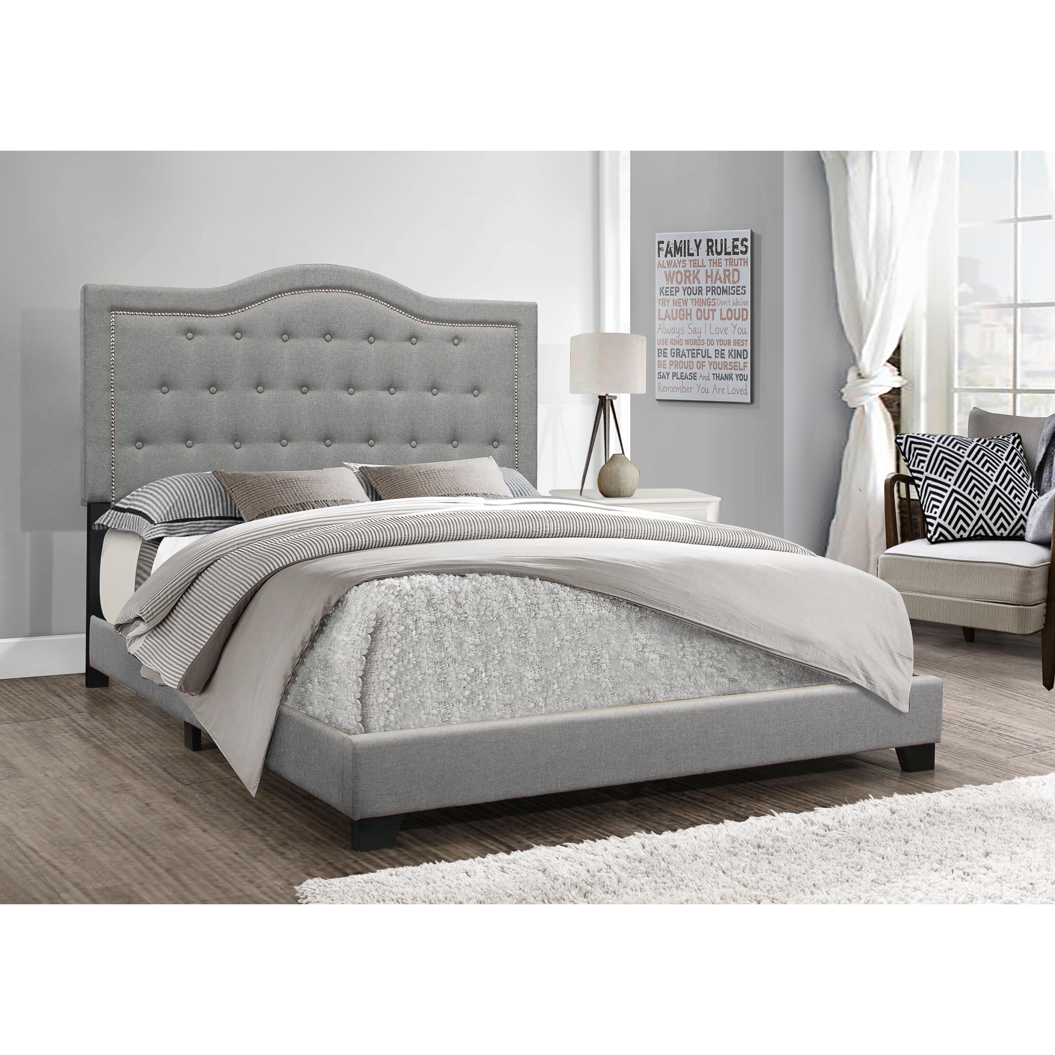 Happy Homes Emma Queen Upholstered Platform Bed Emma Queen Bed - Gray IMAGE 1