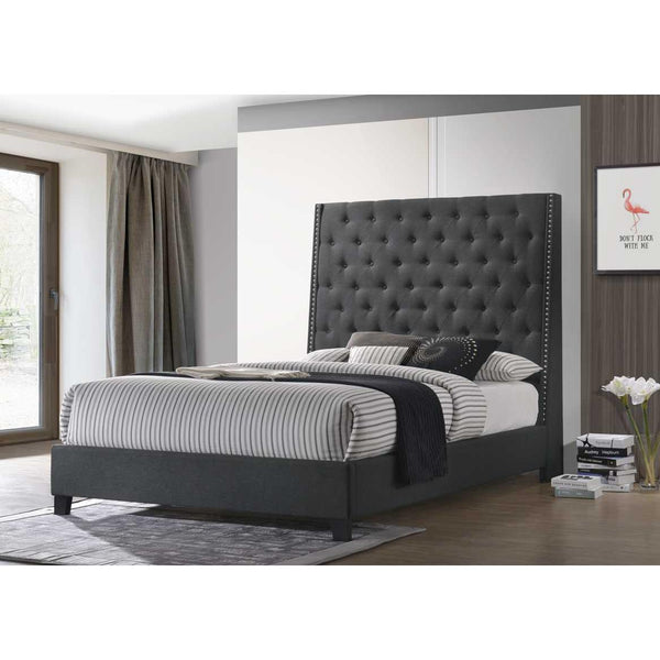 Happy Homes Queen Upholstered Bed HH330 Queen Bed - Charcoal Gray IMAGE 1