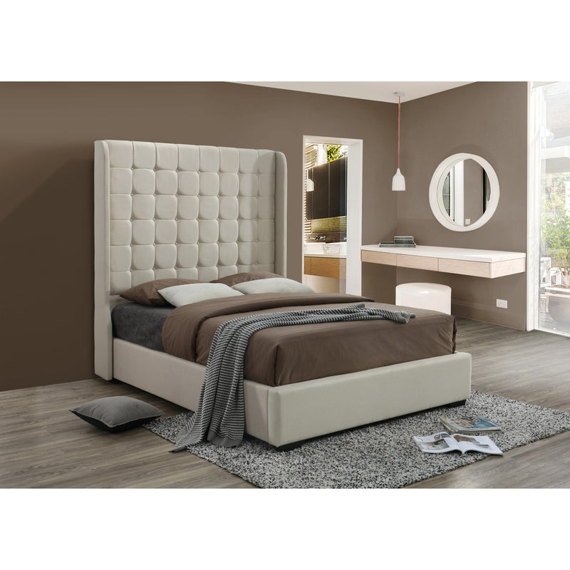 Happy Homes France Queen Upholstered Platform Bed France Queen Platform Bed - Oatmeal Beige IMAGE 1