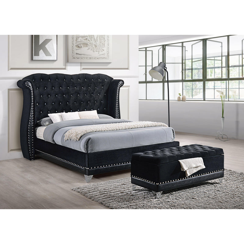 Happy Homes Luxor Queen Upholstered Bed Luxor Queen Bed - Black IMAGE 1