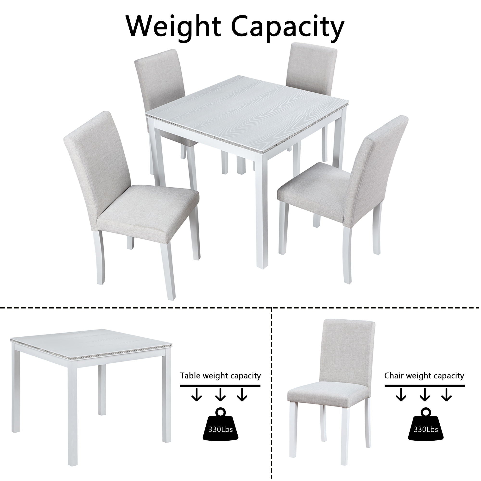 Dining Table Set With Crystal Decoration And Upholstered Chairs