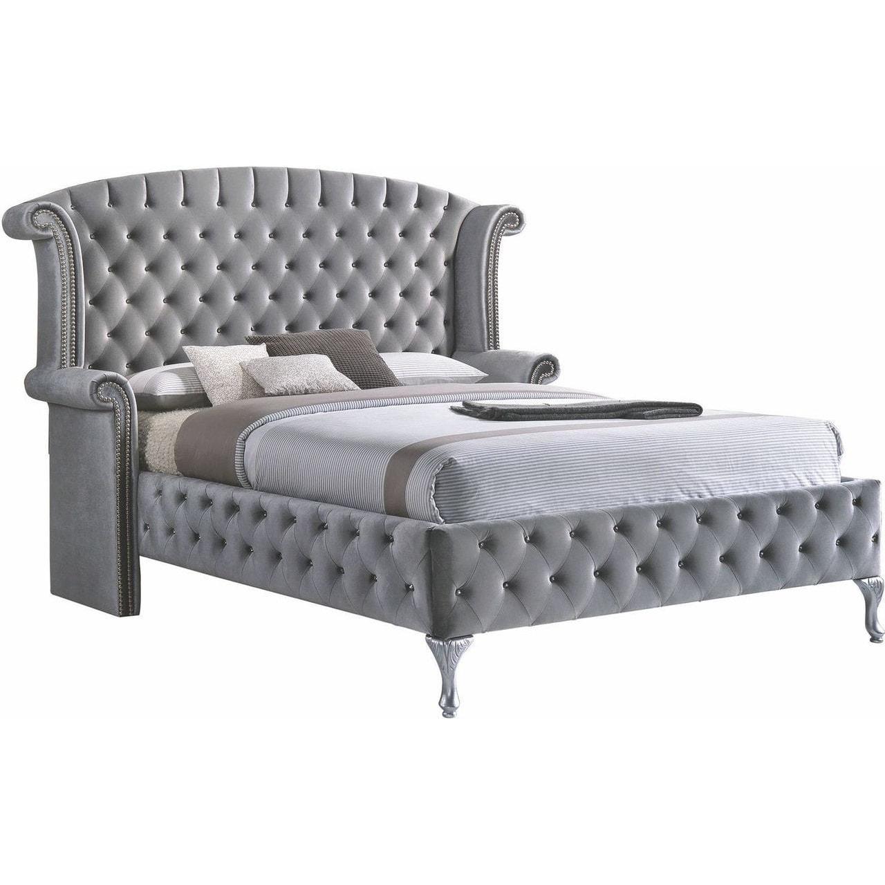 Happy Homes Diamond Palace King Upholstered Bed Diamond Palace King Bed - Gray IMAGE 1