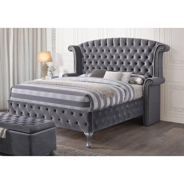 Happy Homes Diamond Palace King Upholstered Bed Diamond Palace King Bed - Gray IMAGE 2
