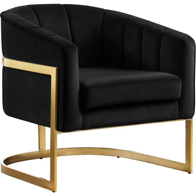 Meridian Carter Black Velvet Accent Chair IMAGE 1