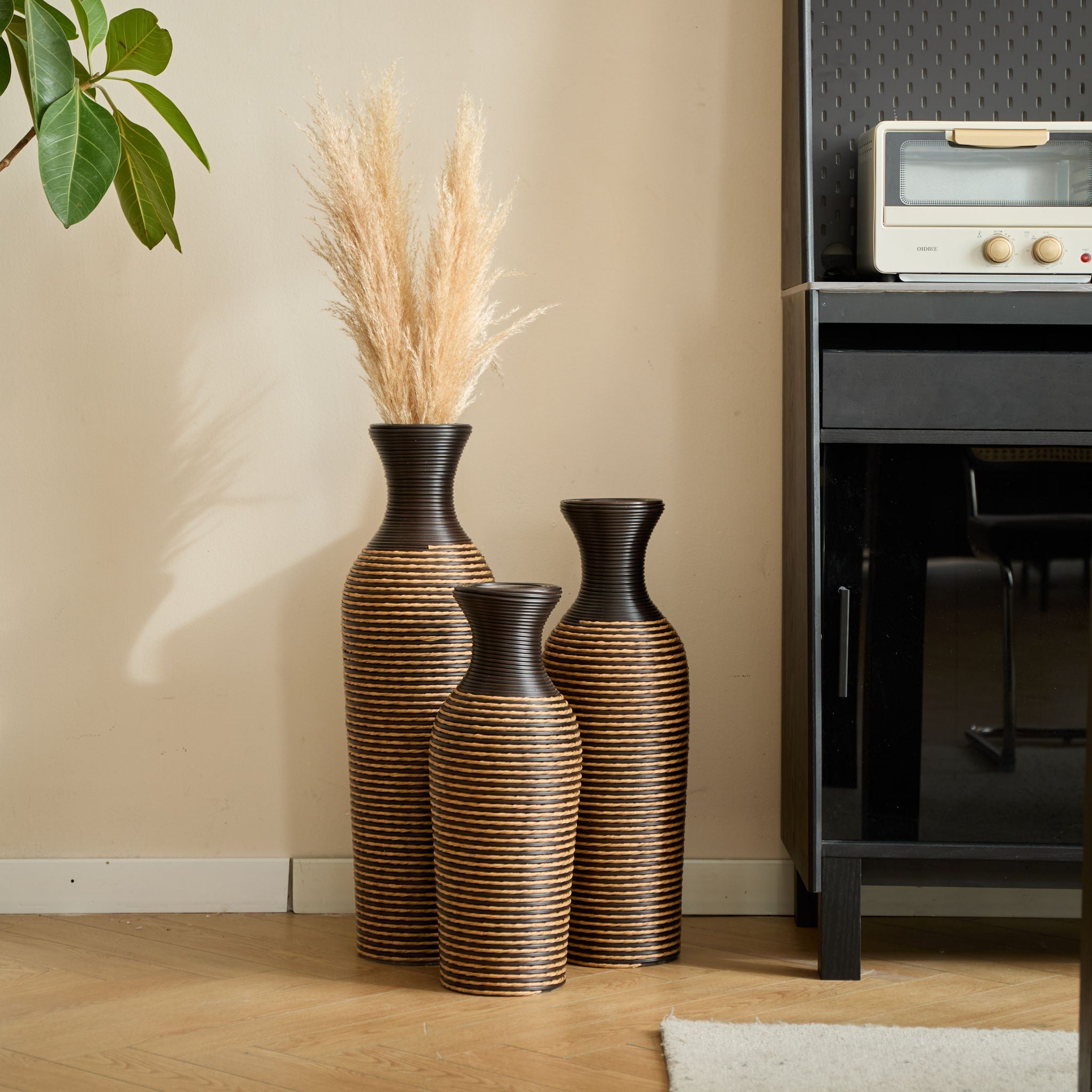 Classic And Neat Floor Vase, High Independent Flower Stand (Set of 3)