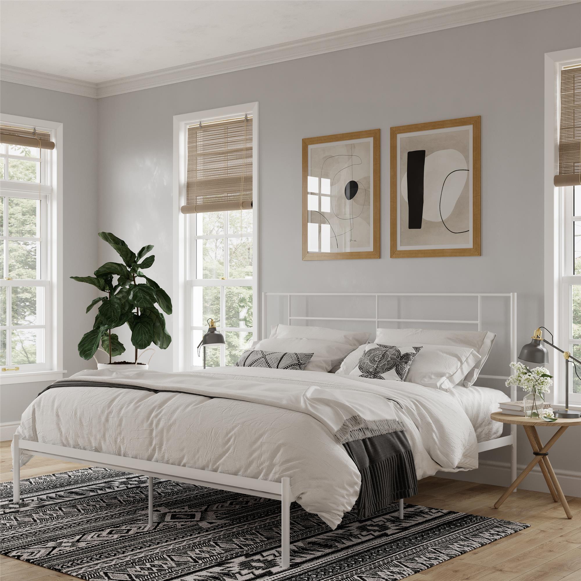 Praxis - King Bed With Simple Headboard - White