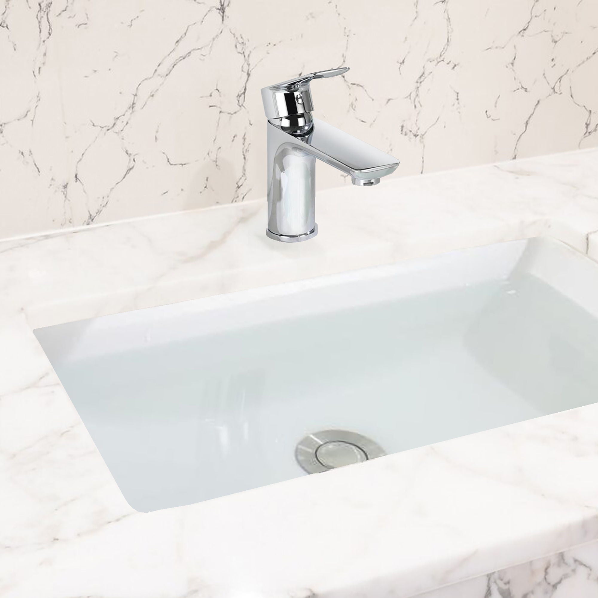 Single Handle Lavatory Basin Sink Faucet Brass Bathroom Faucet With Hot And Cold Water Control - Chrome