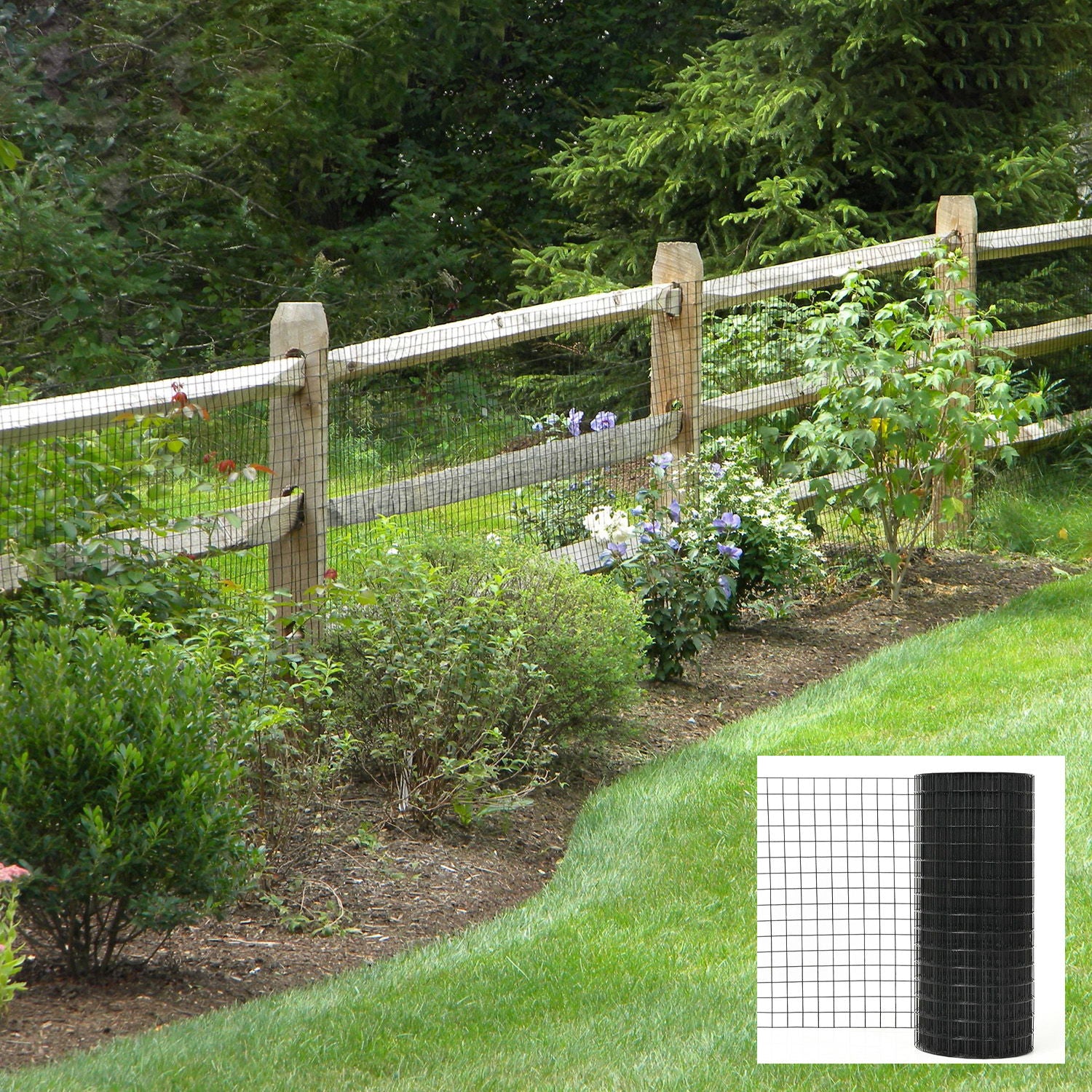 Vinyl Coated Hardware Cloth, 21 Gauge, Welded Wire Fence - Black