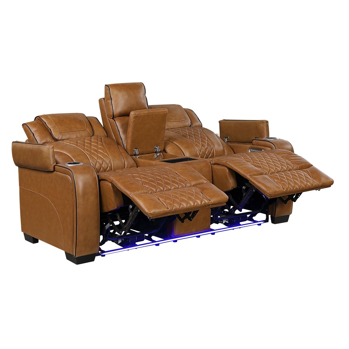 Apex - Power Double Reclining Loveseat With Center Console, Power Headrests, Storage Arms With Cup Holders, Wireless Charger, Air Massage And Heat, LED Lighting And Charging Ports
