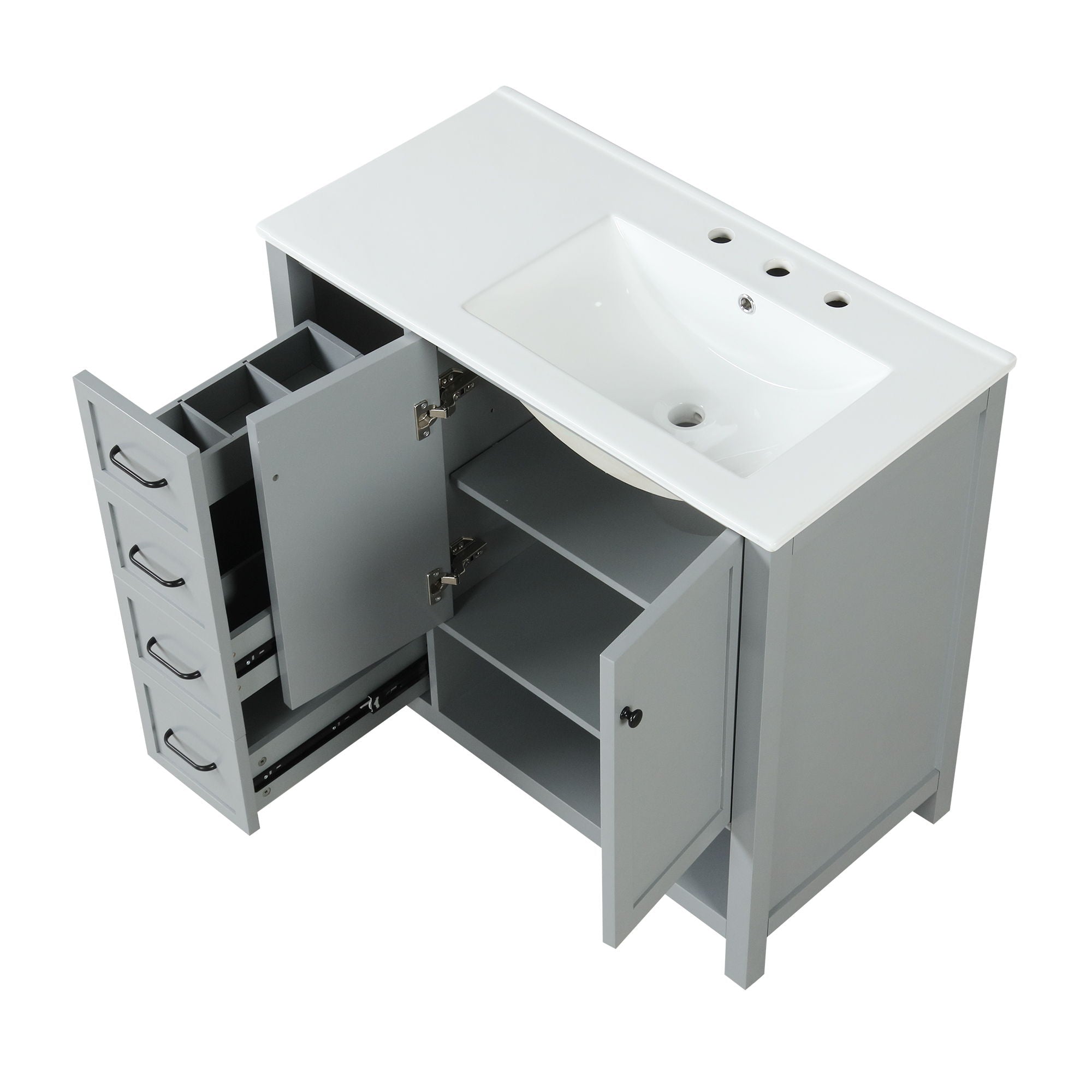 Modern Bathroom Vanity With Sink Top, 2 Doors And 2 Drawers