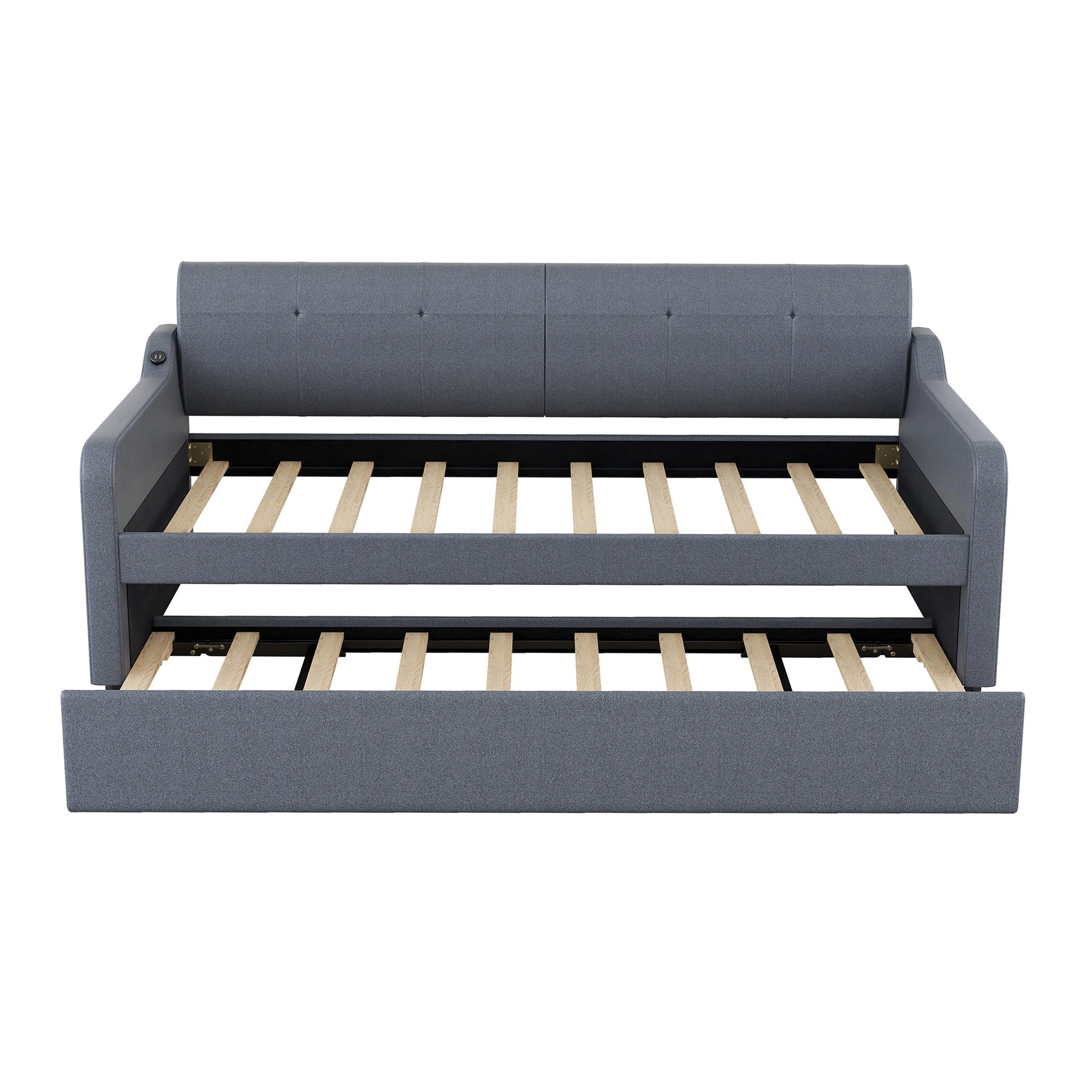 Upholstered Daybed With Trundle And USB Charging