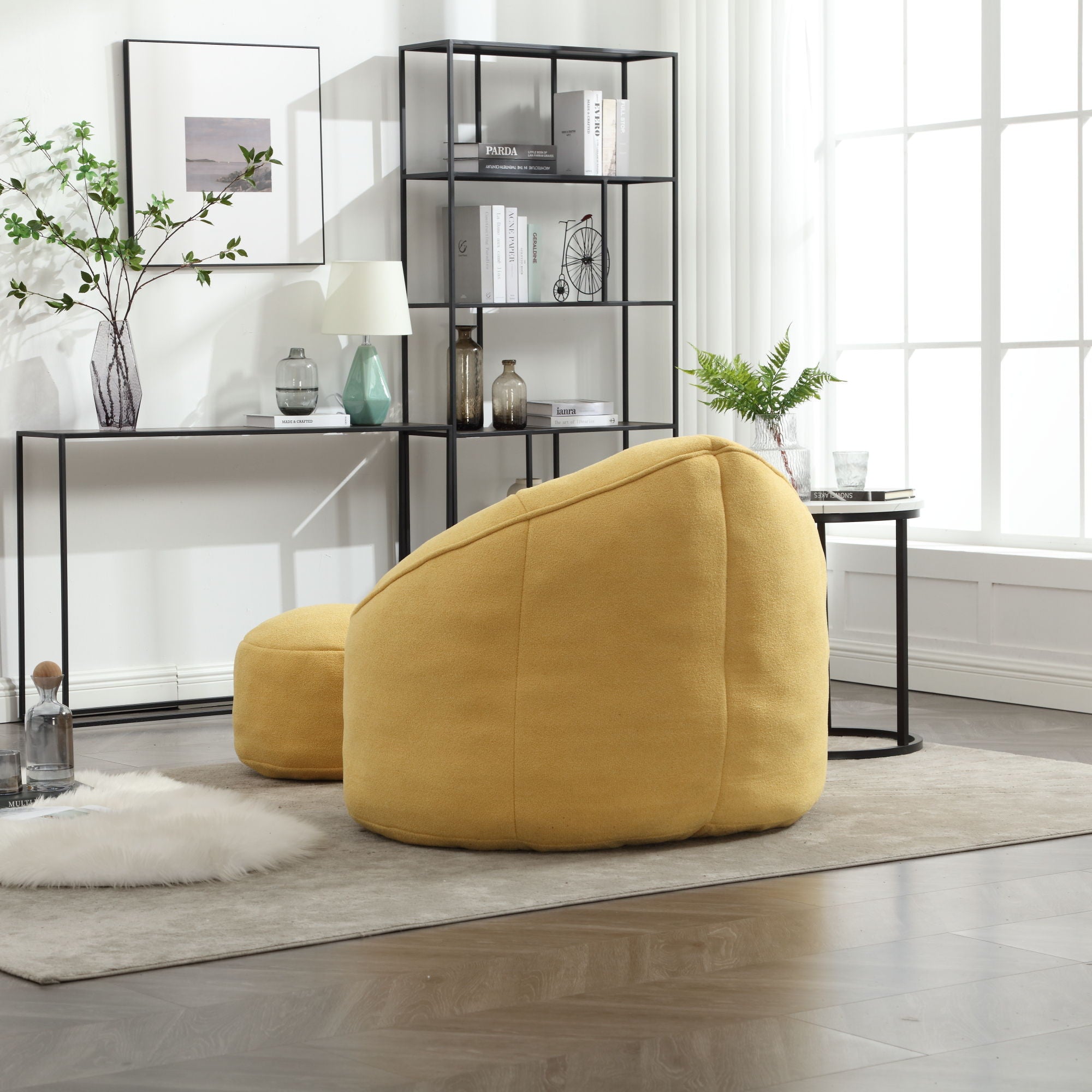 Bedding Bean Bag Sofa Chair High Pressure Foam With Footrest