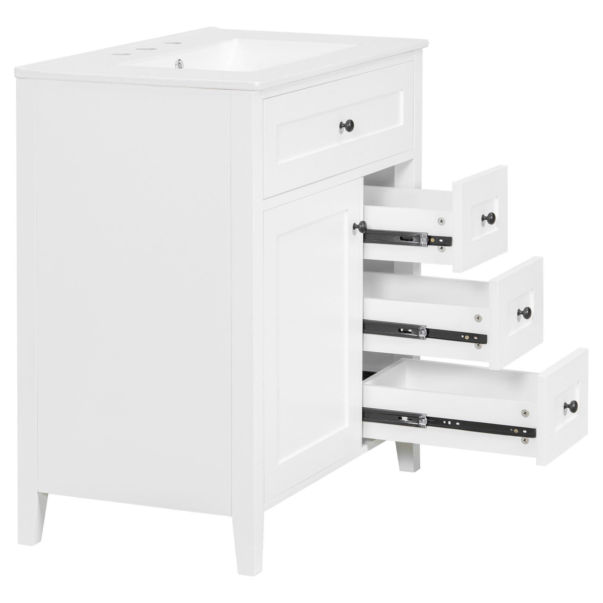 Bathroom Vanity With Sink, 3 Drawers And Adjustable Shelf