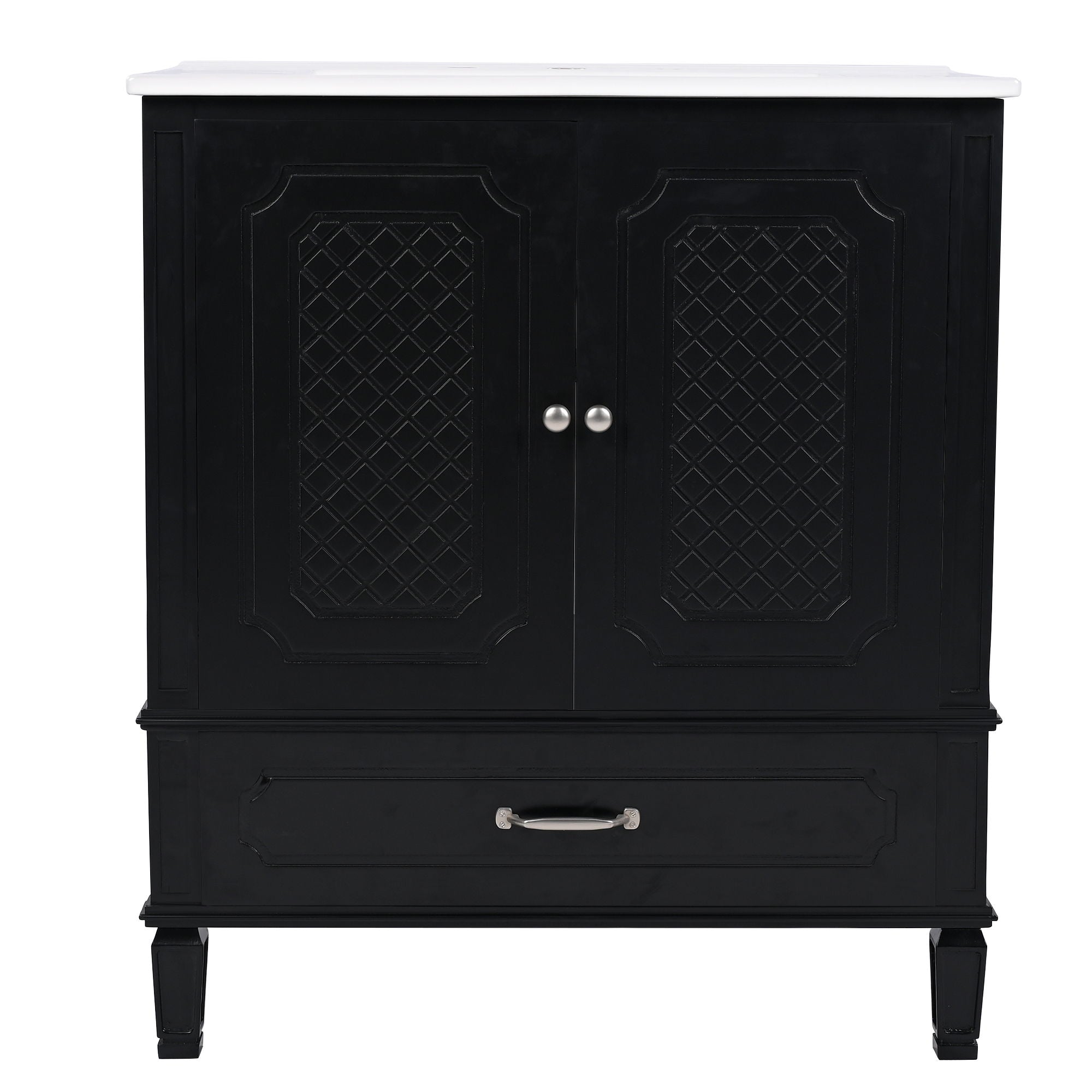Vintage Style Bathroom Vanity With Sink, Multi Functional Storage, Soft-Closing Door