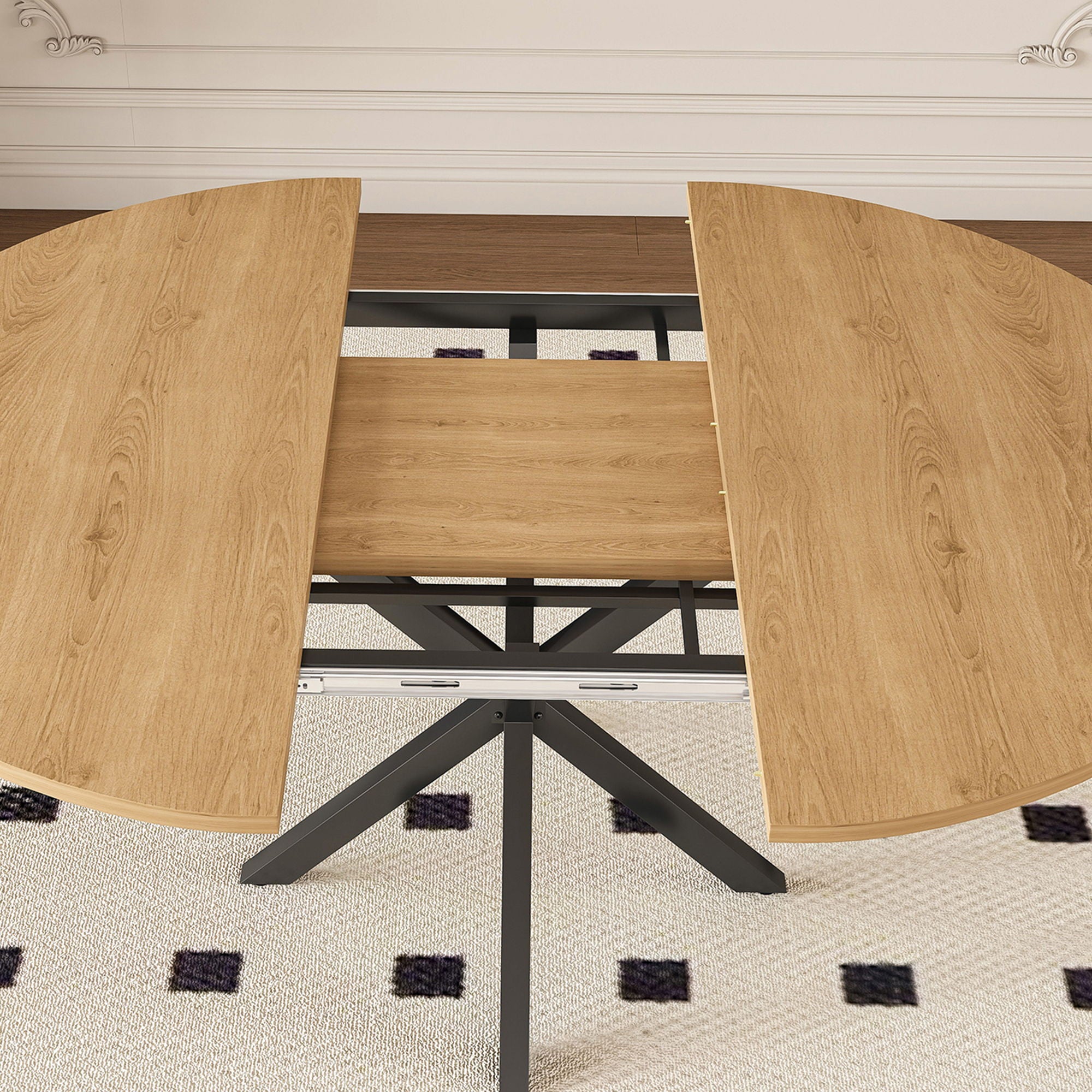 Modern Extendable Round Dining Table Set, Table With Chairs