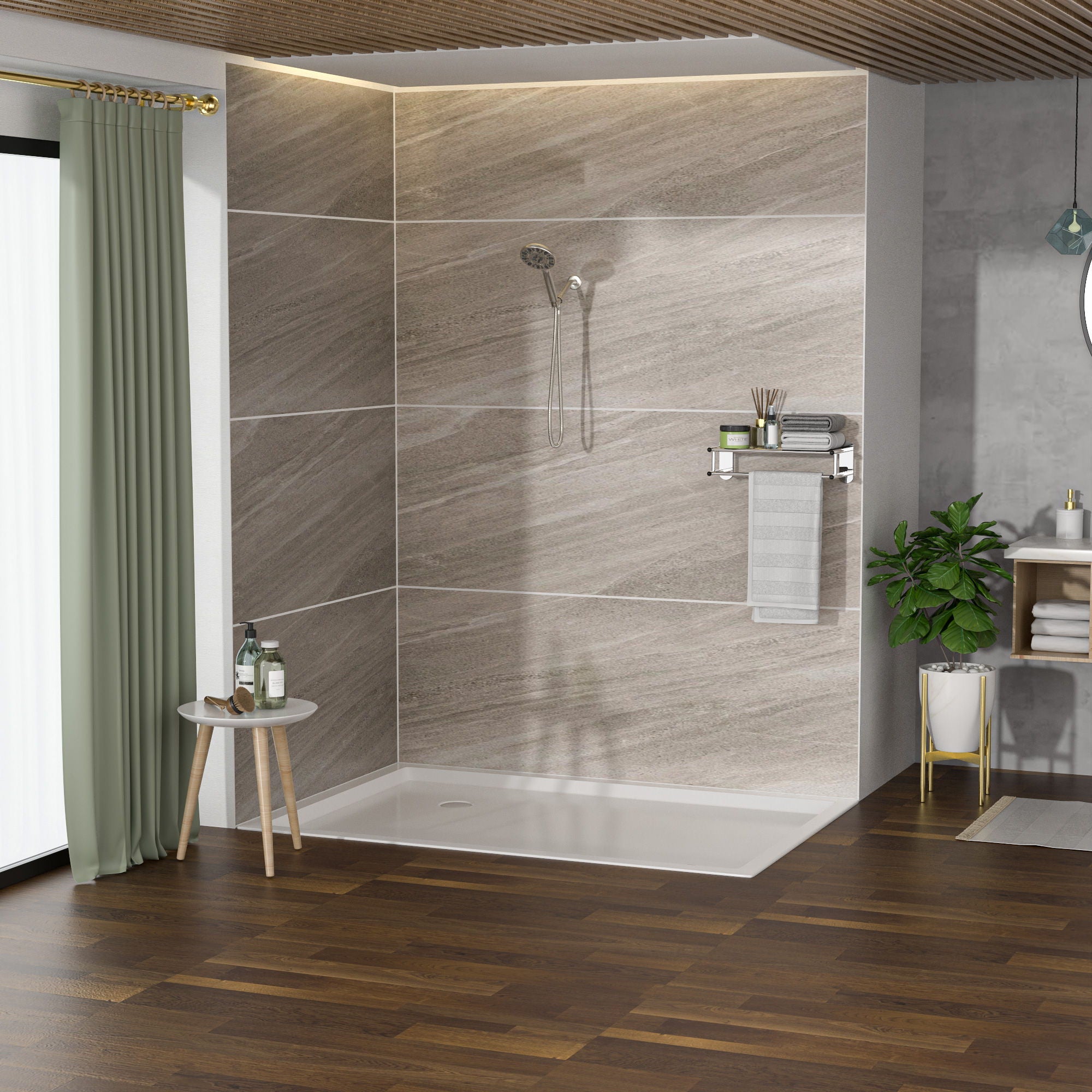 Multi Function Adjustable Hand Shower 7 Function Hand Shower, Wall Mounted - Brushed Nickel