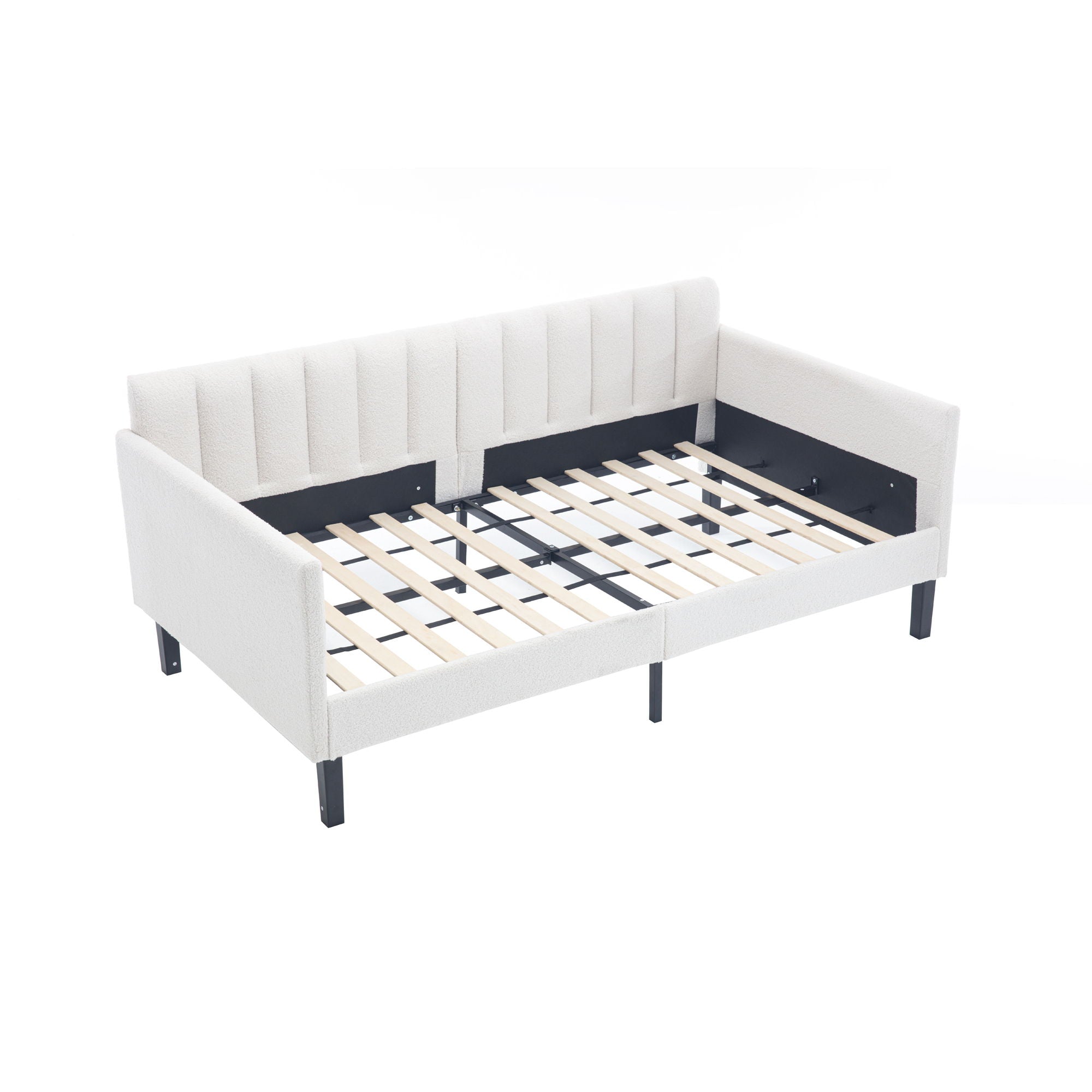 Elena - Boucle Upholstered Daybed, Ribbed Tufted Backrest