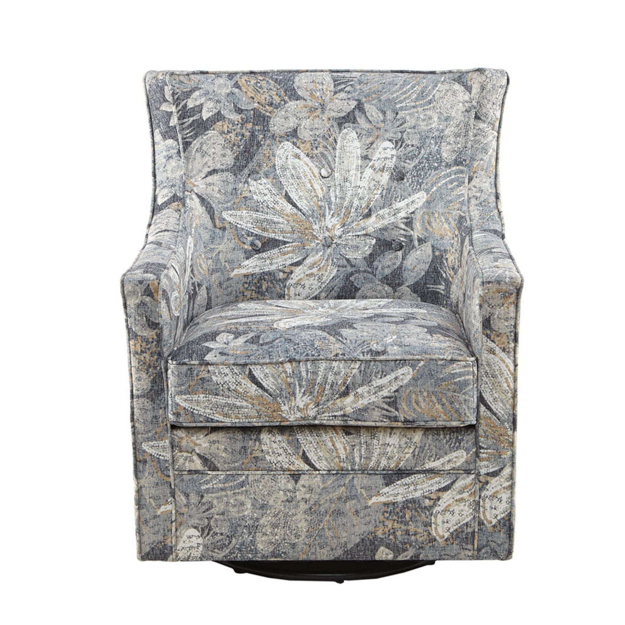 Swivel Glider Chair With Upholstery And Metal Base - Multicolor