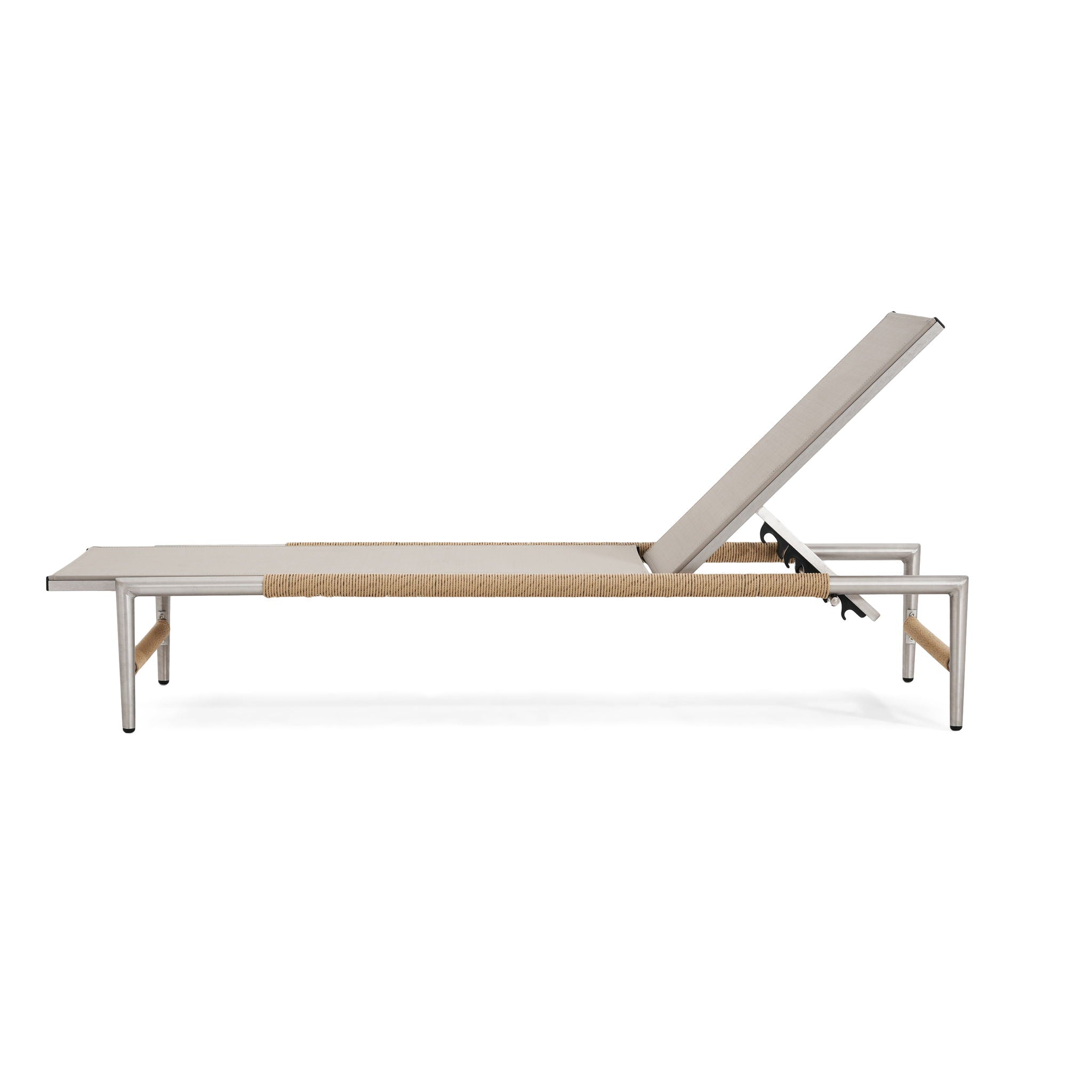 Hargrove - Outdoor Patio Aluminun Chaise Lounge, Outdoor Mesh Seat - Natural / Silver
