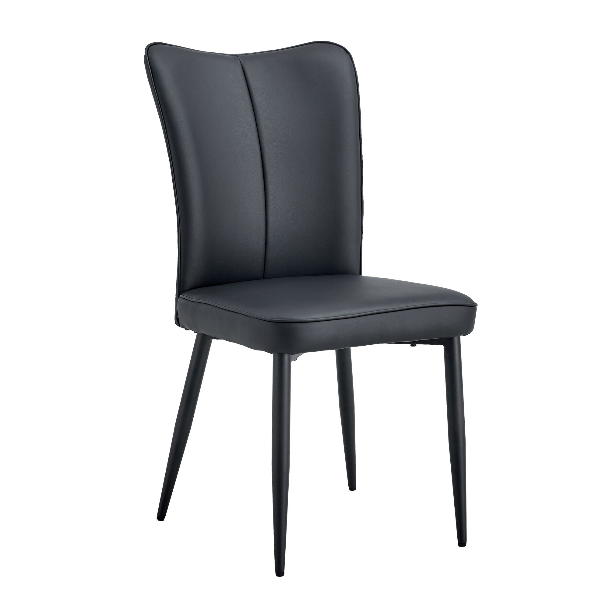 Modern Chair Set 4 Pieces With Vertical Backrest Design For Kitchen And Living Rooms - Black
