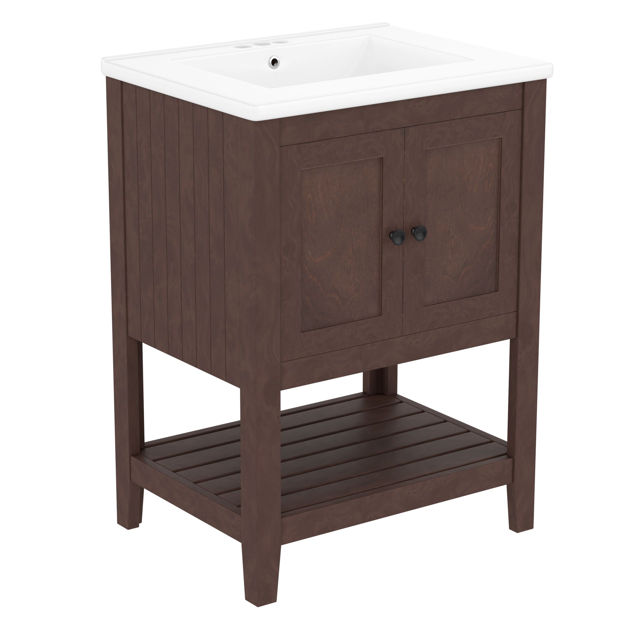 Modern Bathroom Vanity With Sink And Open Shelf