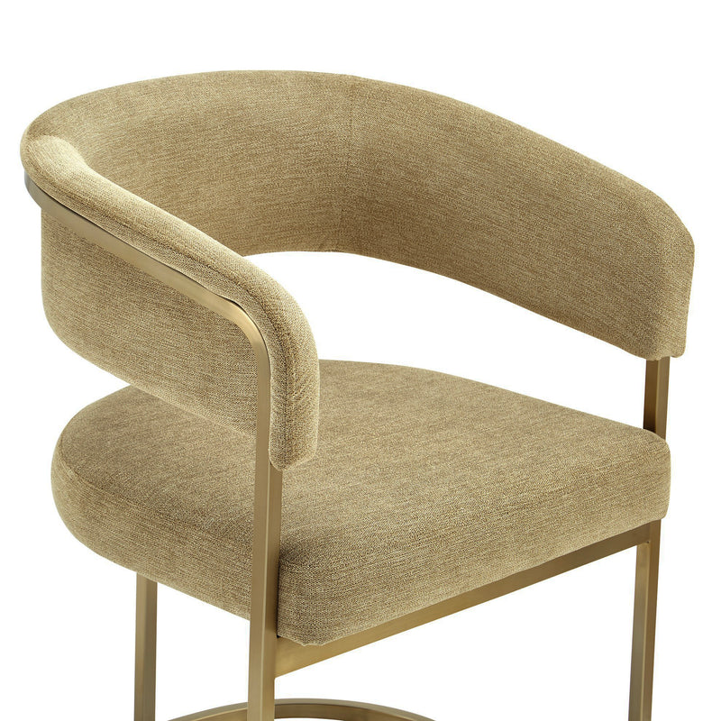Modrest Sebastian - Modern Brown Fabric + Antique Brass Dining Chair