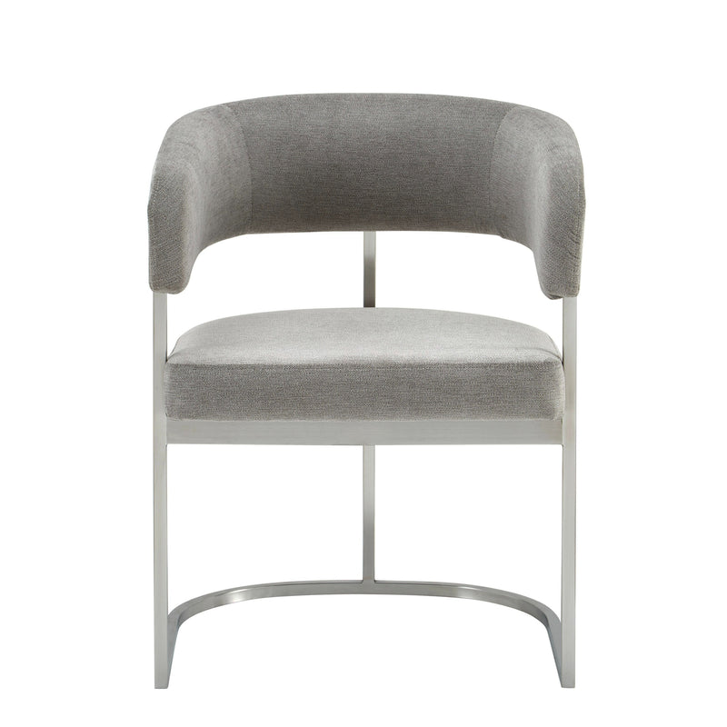 Modrest Sebastian - Modern Grey Fabric + Stainless Steel Dining Chair