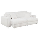 Jacana Corduroy Upholstered Dual Power Chaise Sofa Ivory
