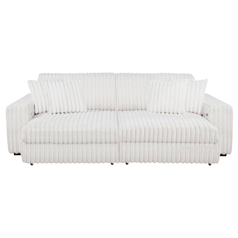 Jacana Corduroy Upholstered Dual Power Chaise Sofa Ivory