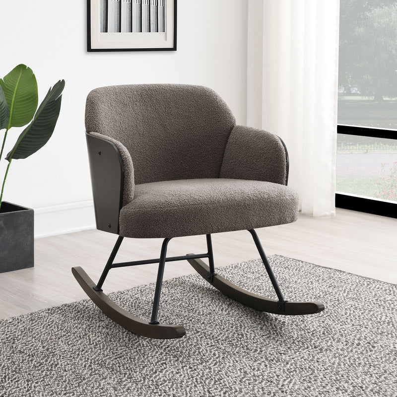 Paige Boucle Upholstered Mid Back Rocking Chair Beige