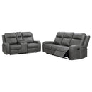 Raelynn  Upholstered Reclining Sofa Set Grey