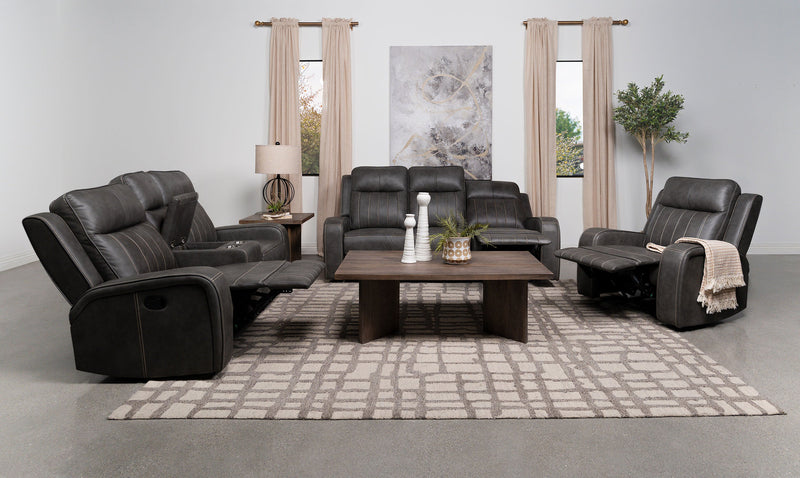 Raelynn  Upholstered Reclining Sofa Set Grey