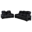 Zuma Faux Leather Dual Power LED Sofa Set Black